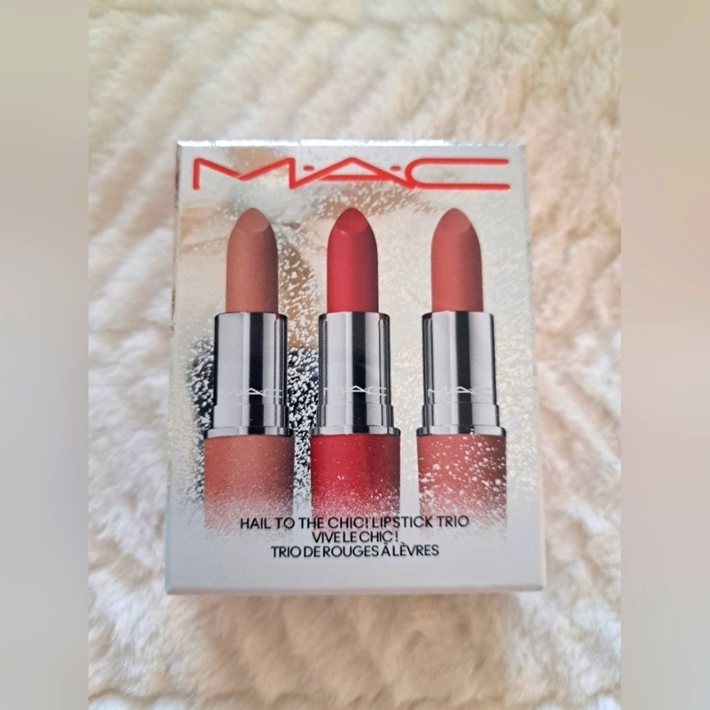 MAC Cosmetics Hail to the Chic Lipstick Trio - Nude, Red, Pink 3-pc Set Full Sz - Picture 8 of 14